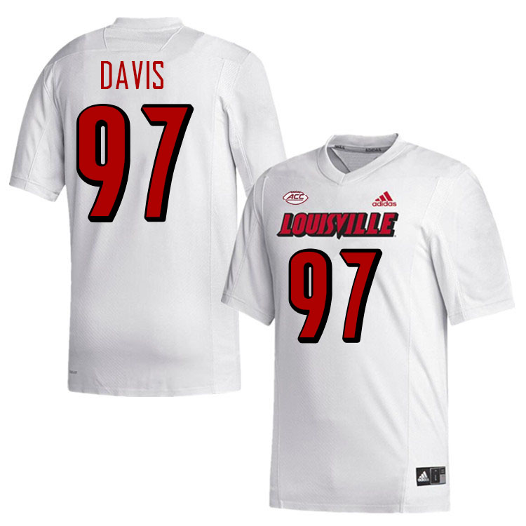 Men #97 Maurice Davis Louisville Cardinals College Football Jerseys Stitched-White